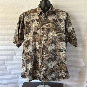 St. John’s Bay Brown Hawaiian Print Shirt Size XL